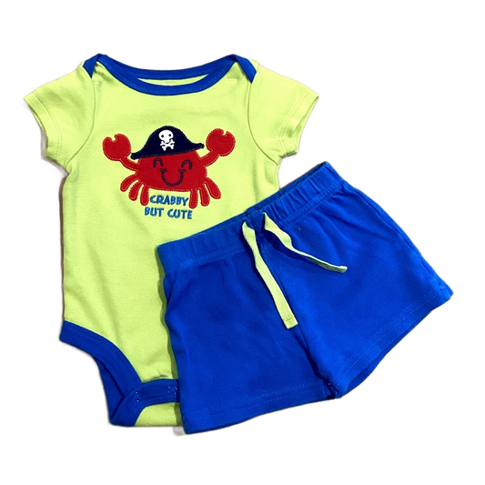 0-3 Boys Koala Baby Neon Yellow Crabby But Cute Matching Set with Shorts