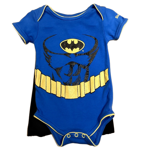 3-6 Boys Six Flags Batman Onesie with Velcro Black Cape