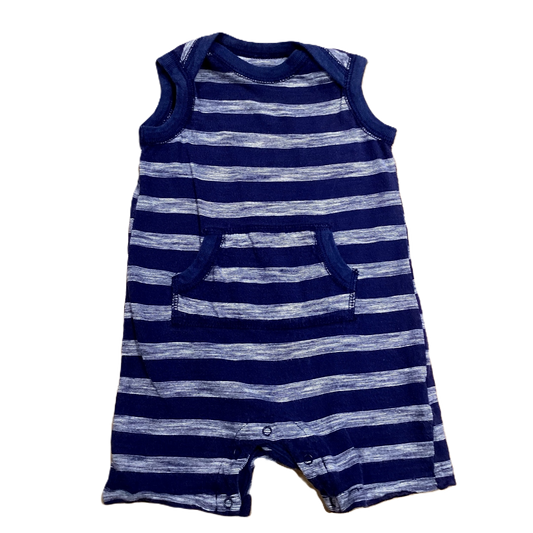 3-6 Boys Old Navy Navy Blue and Gray Striped Tank Top Onesie