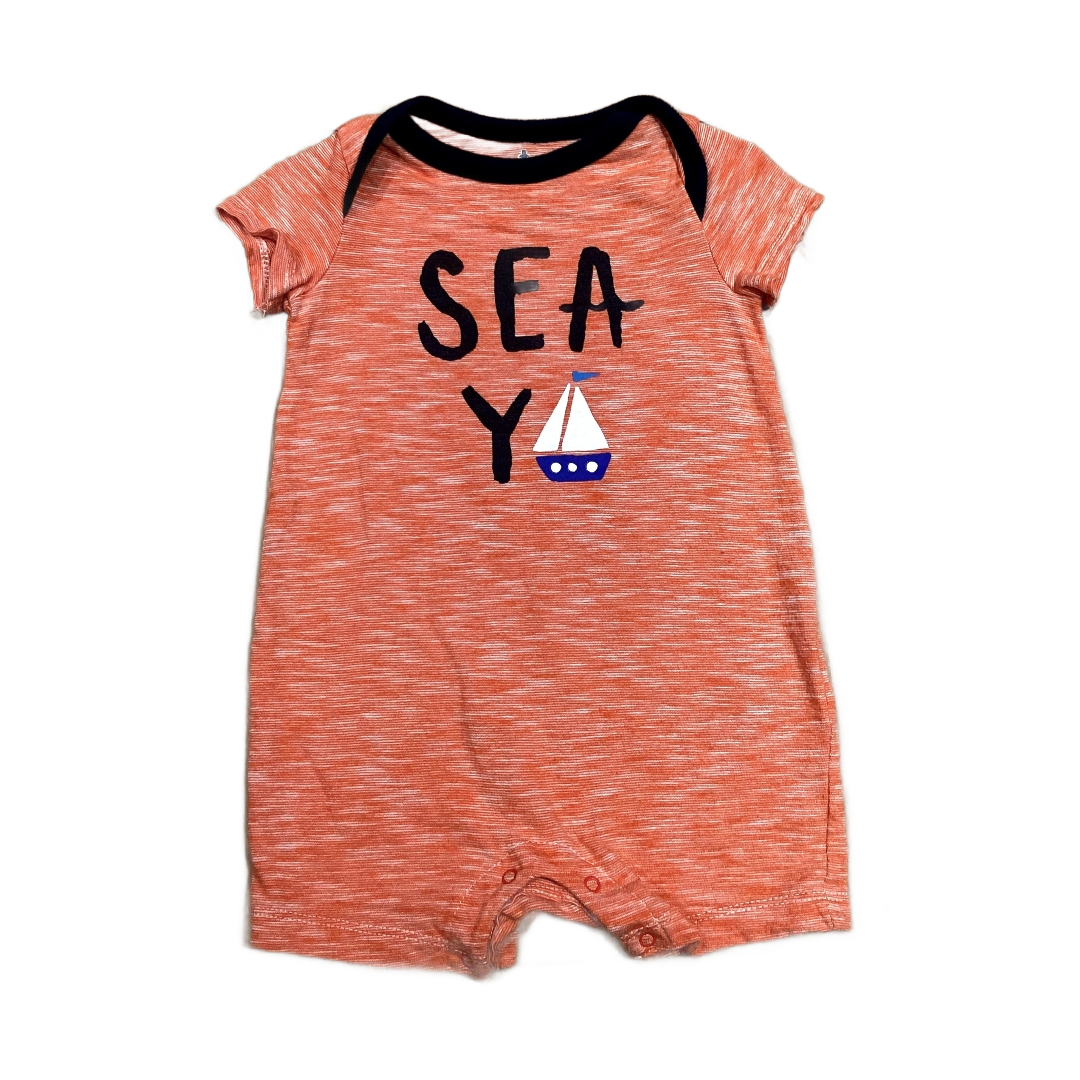 3-6 Boys Baby Gap Orange and Navy Blue Sea Ya Onesie