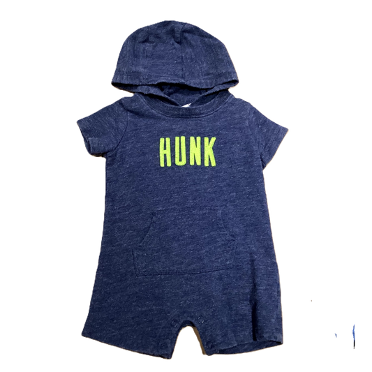 3-6 Boys Carter's Distressed Blue  Hunk Onesie with Hood 6