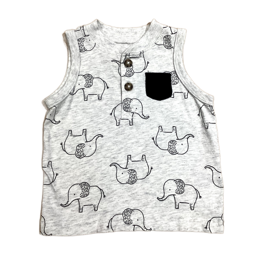 3-6 Boys Child of Mine Light Gray and Black Elephant Tank Top