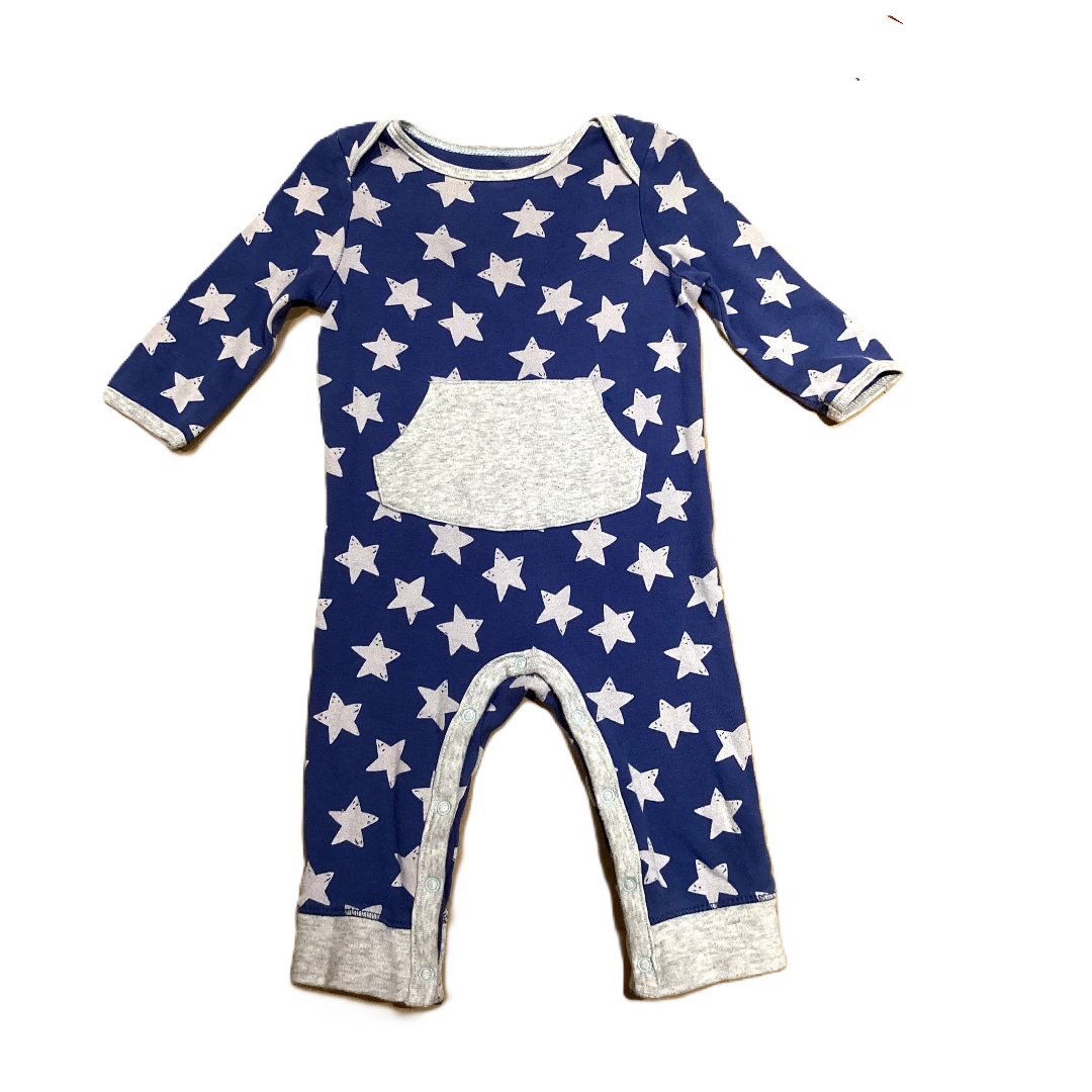 3-6 Boys Cloud Island Dusty Blue and Gray Long Sleeved Onesie