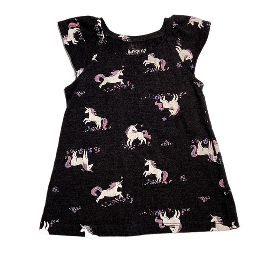 3T Girls Jumping Beans Dark Gray Unicorn Top