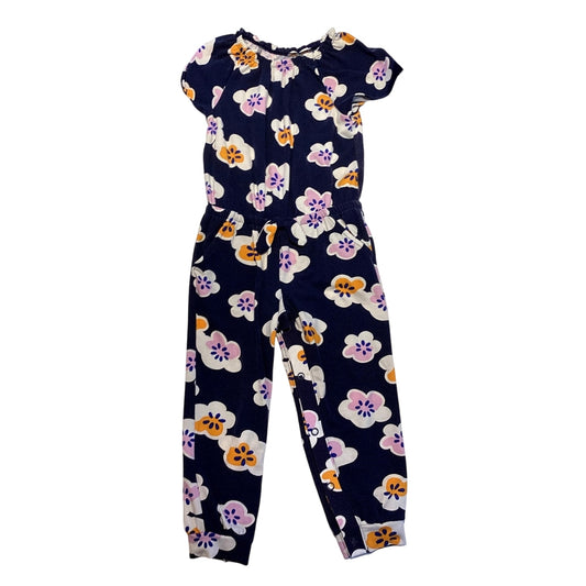 3T Girls Cat & Jack Navy Blue and Multi-Colored Floral Jumpsuit