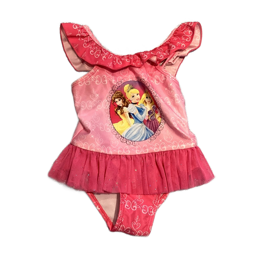 2T Girls Disney Princesses Pink One Piece w/"Skirt"