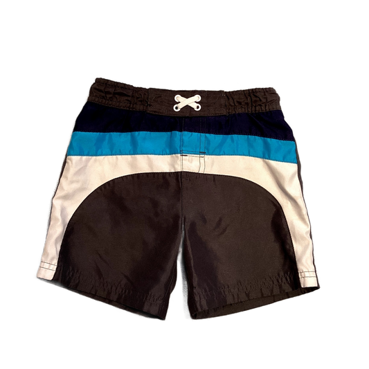 2T Boys  Circo Dark Gray w/Blue Stripes Swim Trunks