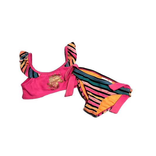 3T Girls Limited Too Hot Pink Striped Bikini w/Unicorn