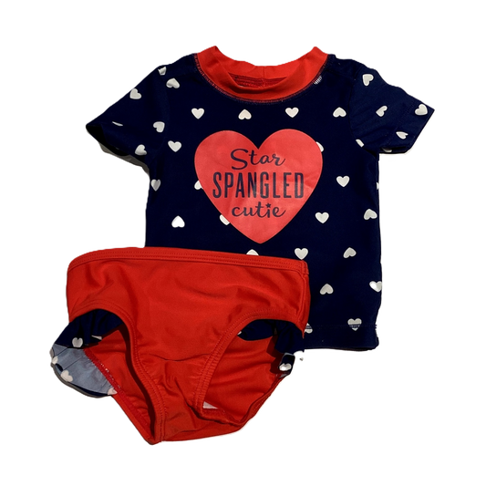 0-3 Girls Carter's Star Spangled Cutie Red, White, and Navy Matching T-Shirt Set