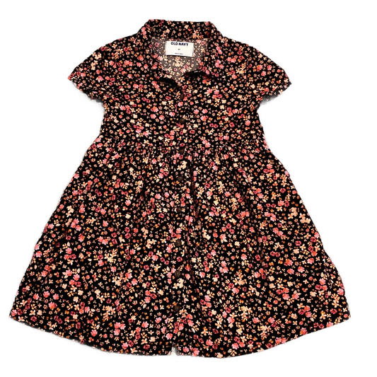 3T Girls Old Navy Black Dress w/Pink/Orange Flowers