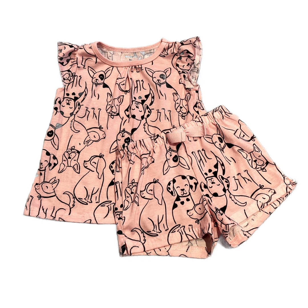 3T Girls Carter's Pink Two Piece Pajamas w/Dogs