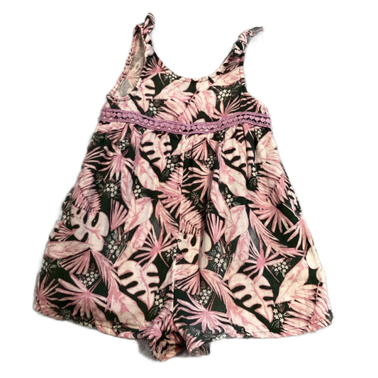 3T Girls Cat & Jack Dark Sage/Pink Tropical Romper