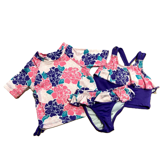 3T Girls Lily & Dan Pink/Purple Floral 3 Piece Swimsuit