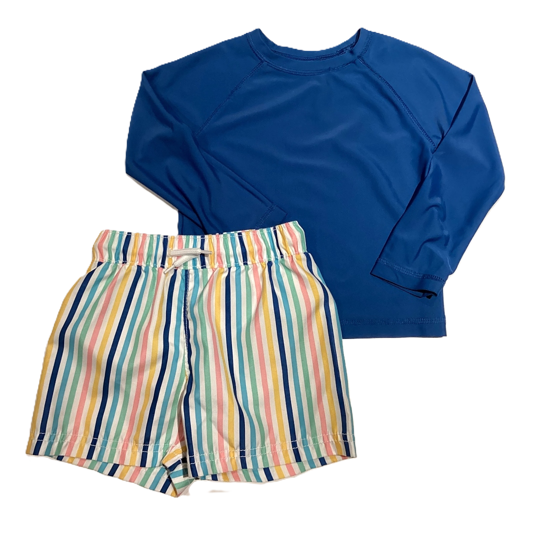 18-24 Boys Old Navy Blue Swim Shirt, Old Navy Vertical Striped Swim Trunks