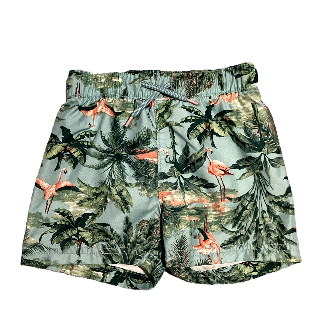 18-24 Boys Old Navy Dusty Blue Tropical Trunks w/Flamingos