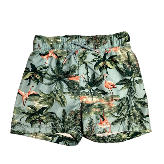 18-24 Boys Old Navy Dusty Blue Tropical Trunks w/Flamingos