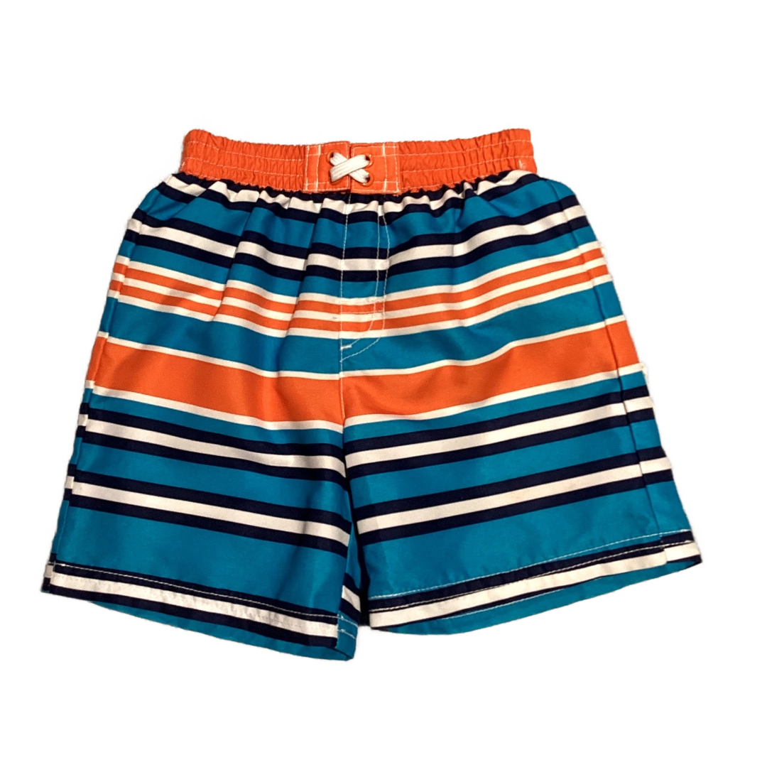 12-18 Boys Healthtex Blue Trunks w/Navy/Orange Stripes