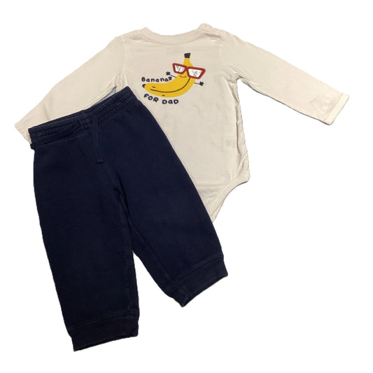 12-18 Boys Garanimals White Long Sleeve Bananas About Dad Onesie, Jumping Beans Sweatpants