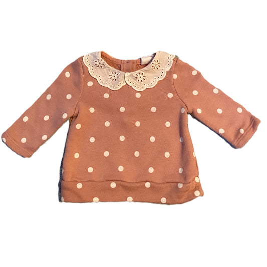 0-3 Girls Baby Gap Dusty Pink Sweatshirt w/Lace Collar