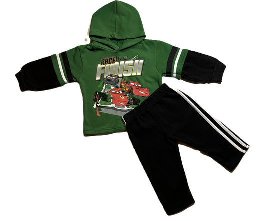 2T Boys Cars Race To The Finish Sweatshirt, Cars Fleece Pants Match Set