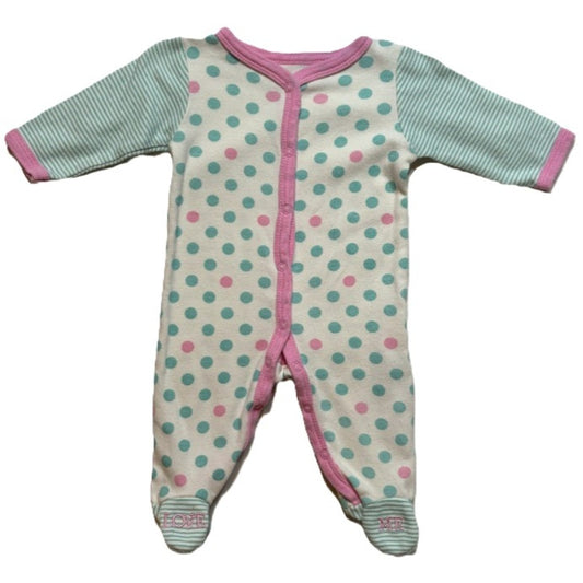 0-3 Girls Baby Starters Teal and Blue Polka Dot Sleeper