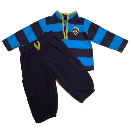 6-9 Boys Carter's Royal/Navy Striped Fleece Half Zip, Matching Pants