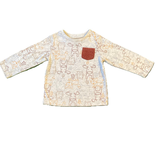 12-18 Boys First Impressions Long Sleeve Shirt w/Animal Outlines