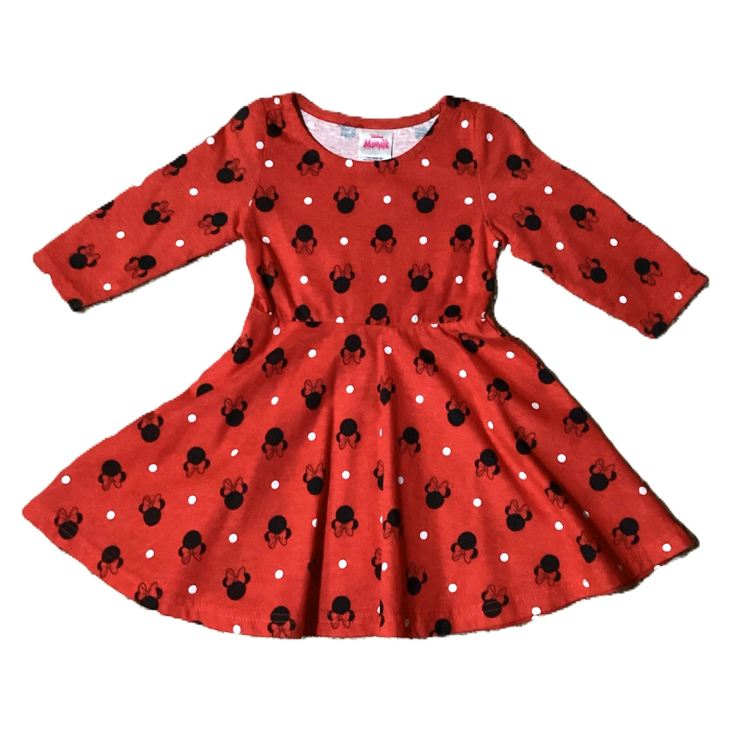 2T Girls Disney Junior Minnie Red Dress w/Black Minnie Heads