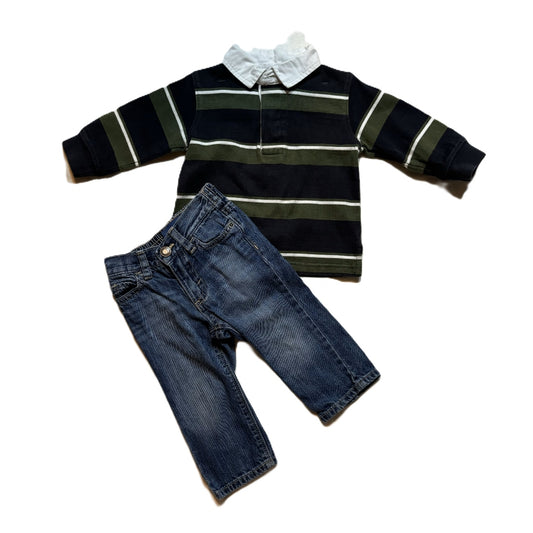 12-18 Boys Gymboree Striped Rugby Shirt, Old Navy Jeans