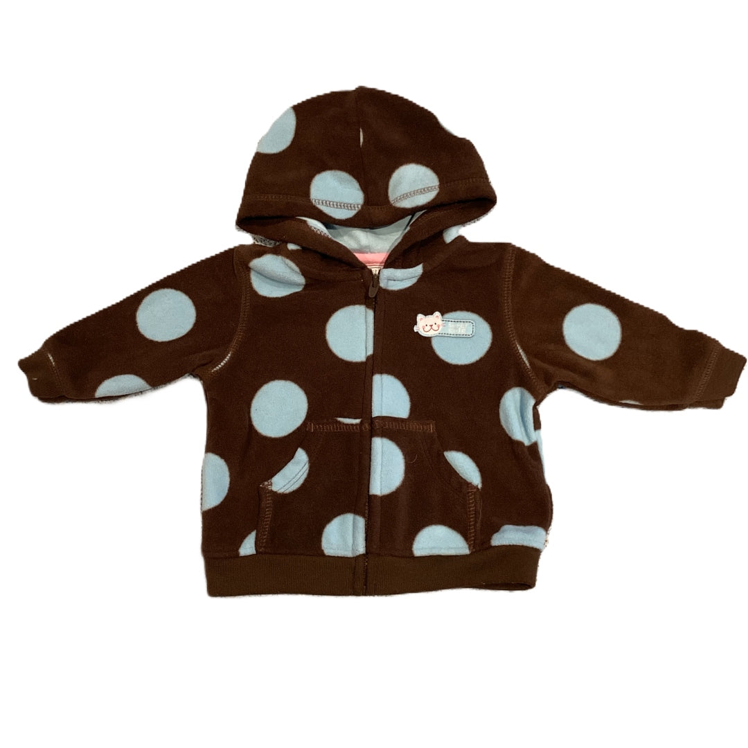 0-3 Girls Just One You Polka Dot Zip Front Fleece Sweatshirt