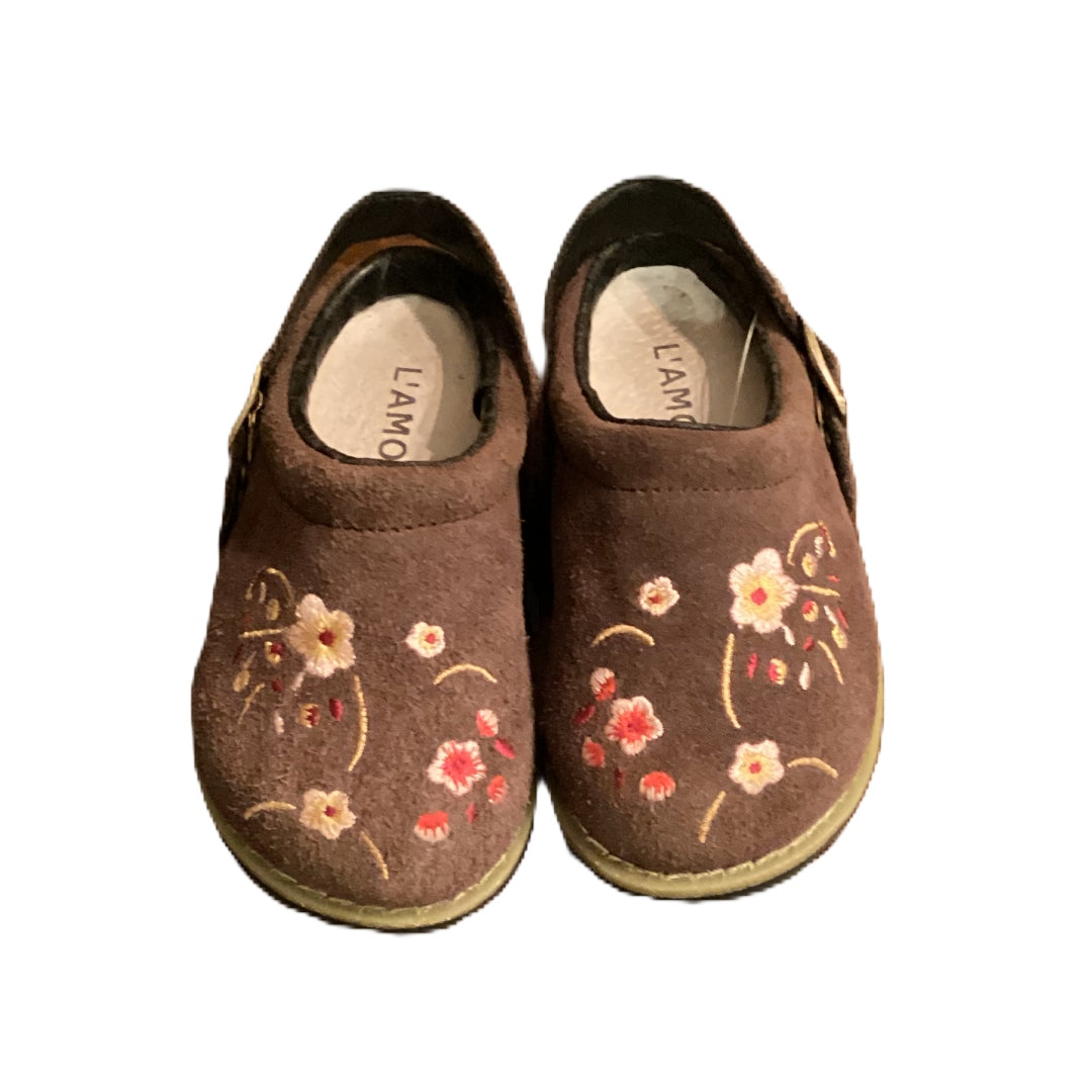 Size 5 La' Amour Brown Suede Clogs