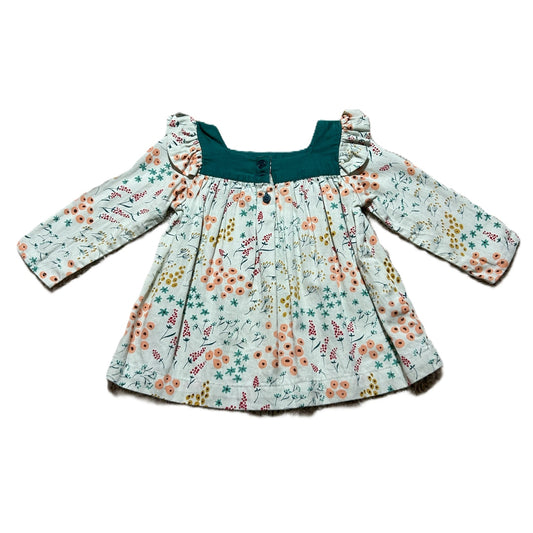 9-12 Girls Lali Floral Long Sleeve w/Green Neckline