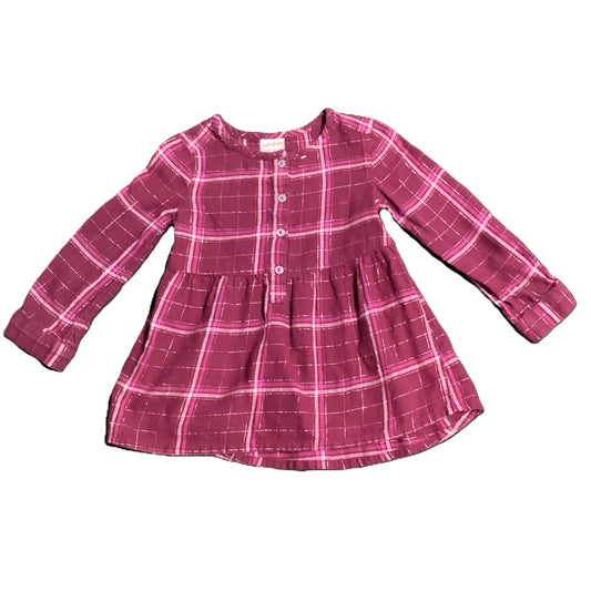 3T Girls Jumping Beans Burgundy Glitter Flannel Shirt