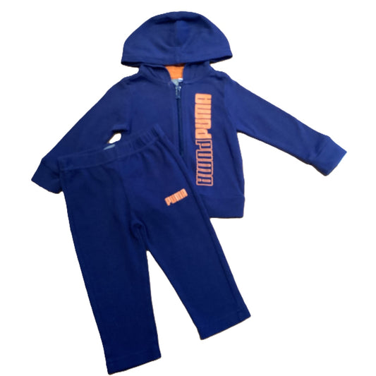 9-12 Boys Puma Blue and Orange Zip Up Matching Set