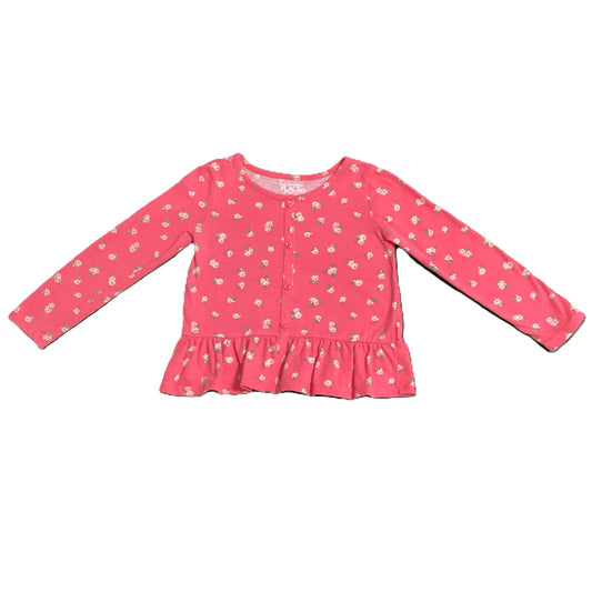 3T Girls The Children's Place Hot Pink Floral Button Shirt