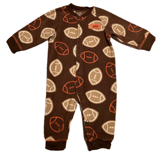 6-9 Boys Child of Mine Brown Fleece One Piece w/Footballs