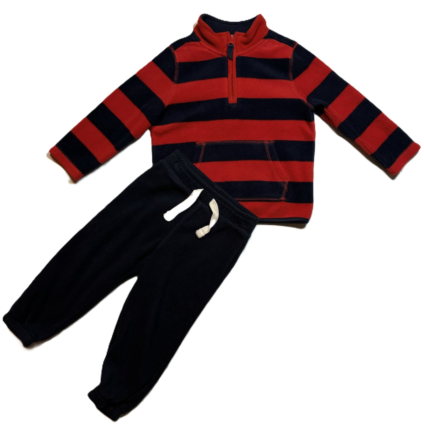 2T Boys Old Navy Half Zip Striped Sweater, Old Navy Fleece Plants Matched Set