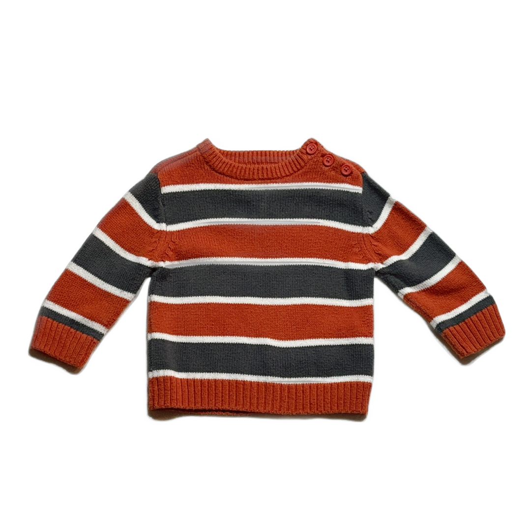 18-24 Boys Place Orange/Gray Striped Sweater