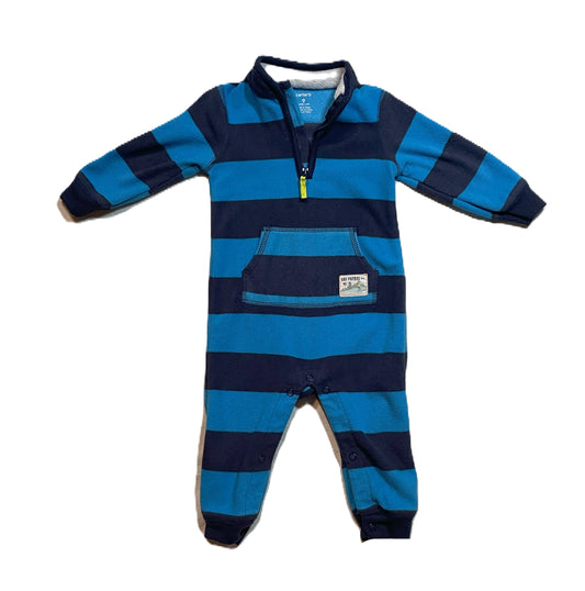 6-9 Boys Carter's Fleece Blue Striped One Piece