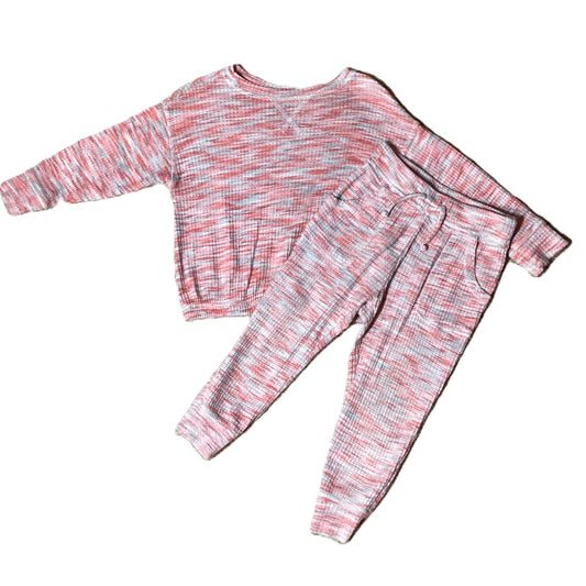 2T Girls Old Navy Pink and Gray Waffle Set