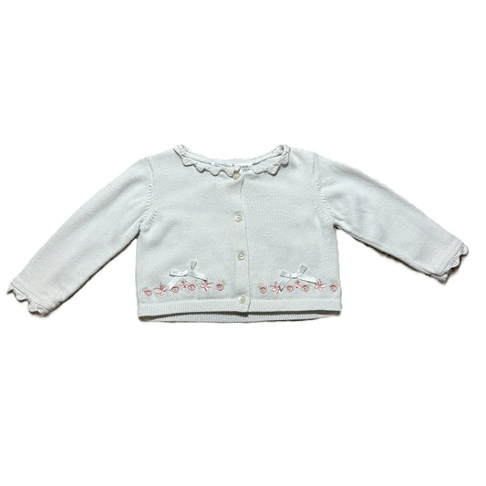 9-12 Girls Koala Baby White Cardigan w/Bows On Hem