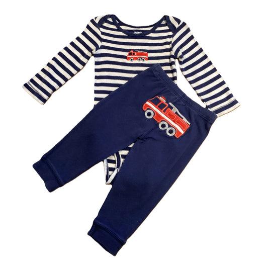 9-12 Boys Carter's Navy and White Firetruck Matching Set