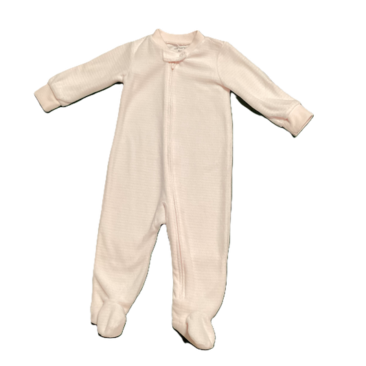 6-9 Girls Carter's Baby Pink Stripe Velour Sleeper