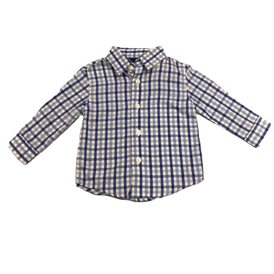 6-9 Boys Nautica Blue Stripe Plaid Button Down