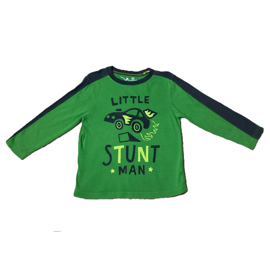 3T Boys Jumping Beans Green/Gray Stuntman Long Sleeve Shirt