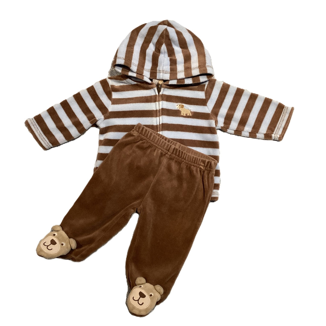 0-3 Boys Carter's Velour Zip Front Hoodie and Matching Pants