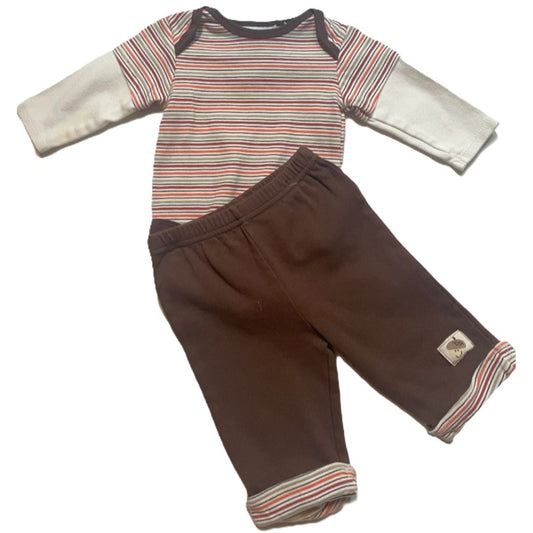 0-3 Boys Vitamins Baby Brown Striped Matching Set